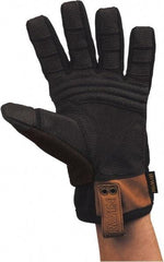 Irwin - Size XL Foam Padding/Terry Cloth (Thumb) Abrasion Protection & Cut & Puncture Resistant Work Gloves - For Work & Driver, Uncoated, Slip-On Cuff, Full Fingered, Brown/Black, Paired - Americas Industrial Supply