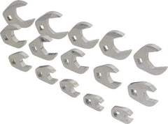 Proto - 15 Piece 3/8" Drive Open End Crowfoot Wrench Set - 3/8 to 1-1/4", with Clip Rail - Americas Industrial Supply