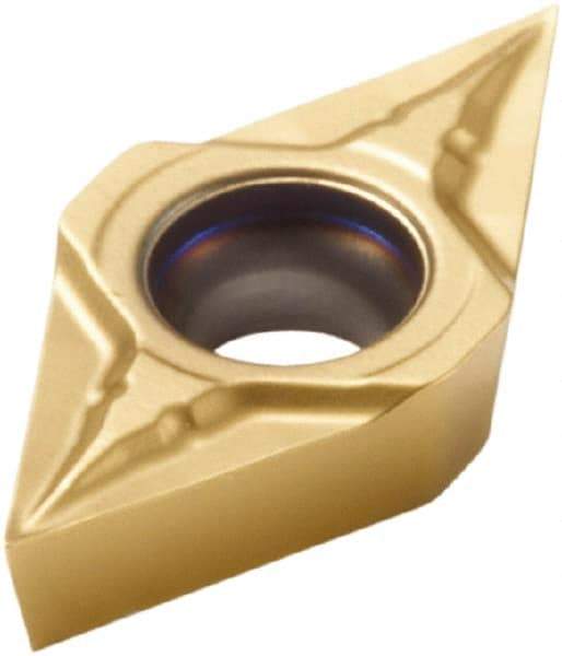 Seco - DCGT21.50.0 F1 Grade CP500 Carbide Turning Insert - TiAlN/TiN Finish, 55° Diamond, 1/4" Inscr Circle, 3/32" Thick, 0.0039" Corner Radius - Americas Industrial Supply