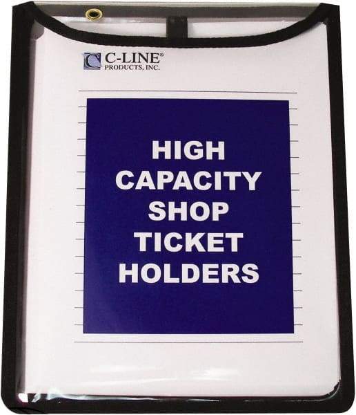 C-LINE - 15 Piece Clear High Capacity with Gussett Stitched Shop Ticket Holder - 12" High x 9" Wide - Americas Industrial Supply