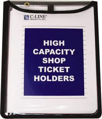 C-LINE - 15 Piece Clear High Capacity with Gussett Stitched Shop Ticket Holder - 12" High x 9" Wide - Americas Industrial Supply