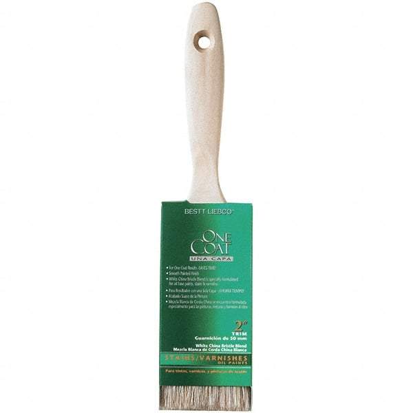 Krylon - 9/16" Flat White China Bristle Trim Brush - 2" Bristle Length, 2-3/4" Wood Beavertail Handle - Americas Industrial Supply