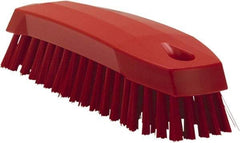 Vikan - 1" Bristle Length, Polyester Scrub Brush - 6-1/4" Long x 7" Wide Head, 7" OAL, Red, Polypropylene Block - Americas Industrial Supply