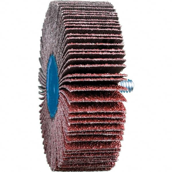 PFERD - 3" Diam x 1" Face Width, Aluminum Oxide Coated Mounted Flap Wheel - 1/4-20 Threaded Mount, 40 Grit, 20,000 Max RPM - Americas Industrial Supply