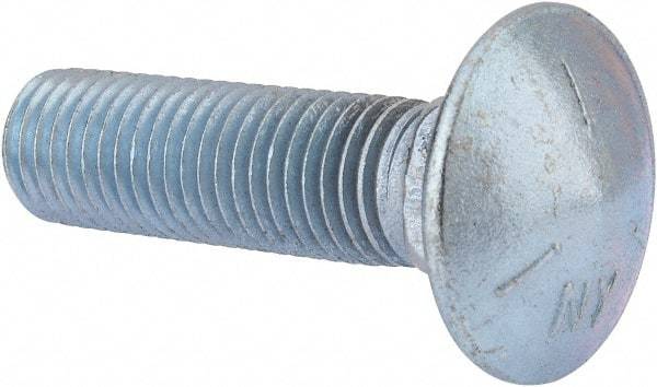 Value Collection - 3/4-10 UNC 3" Length Under Head, Standard Square Neck, Carriage Bolt - Grade 5 Steel, Zinc-Plated Finish - Americas Industrial Supply