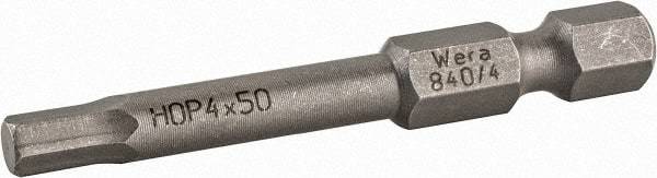 Wera - 4mm Hex Bit - 1/4" Hex Drive, 2" OAL - Americas Industrial Supply