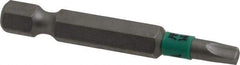 Wera - #2" Square Size Square Recess Bit - 1/4" Hex Drive, 2" OAL - Americas Industrial Supply