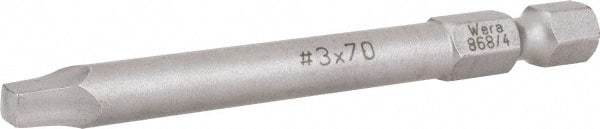 Wera - #3" Square Size Square Recess Bit - 1/4" Hex Drive, 2-3/4" OAL - Americas Industrial Supply