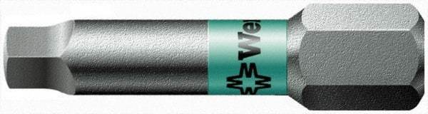 Wera - #1" Square Size Square Recess Bit - 1/4" Hex Drive, 1" OAL - Americas Industrial Supply