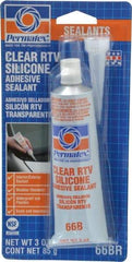 Permatex - 3 oz Tube Clear RTV Silicone Joint Sealant - -75 to 400°F Operating Temp, 24 hr Full Cure Time - Americas Industrial Supply