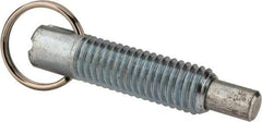 Gibraltar - 1/2-13, 1.4" Thread Length, 5/16" Plunger Diam, 1/2" Plunger Projection, 2.5 Lb Init to 5 Lb Final End Force, Steel Locking Pull Ring Plunger - 1.4" Len Under Head, 2" Body Len, 1.26" Ring Diam, 2" Plunger Len, 0.6" Head Height - Americas Industrial Supply