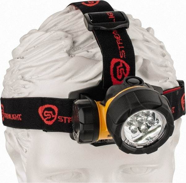 Streamlight - White LED Bulb, 120 Lumens, Hands-free Flashlight - Black, Yellow Plastic Body, 3 AAA Alkaline Batteries Included - Americas Industrial Supply