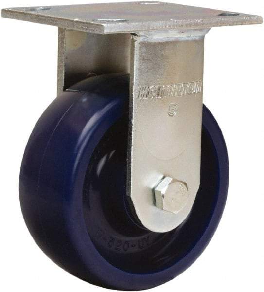 Hamilton - 5" Diam x 2" Wide x 7" OAH Top Plate Mount Rigid Caster - Polyurethane, Sealed Precision Ball Bearing, 4 x 4-1/2" Plate - Americas Industrial Supply
