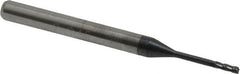 Accupro - 3/64", 0.141" LOC, 1/8" Shank Diam, 1-1/2" OAL, 4 Flute, Solid Carbide Square End Mill - Single End, AlTiN Finish, Spiral Flute, 30° Helix, Centercutting, Right Hand Cut, Right Hand Flute, Series Miniature - Americas Industrial Supply