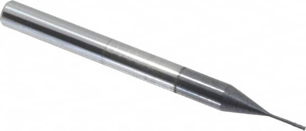 Accupro - 0.02", 0.06" LOC, 1/8" Shank Diam, 1-1/2" OAL, 4 Flute, Solid Carbide Square End Mill - Single End, AlTiN Finish, Spiral Flute, 30° Helix, Centercutting, Series Miniature - Americas Industrial Supply