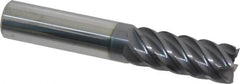Accupro - 1/2", 1-1/4" LOC, 1/2" Shank Diam, 3" OAL, 6 Flute, Solid Carbide Square End Mill - Single End, AlTiN Finish, Spiral Flute, 45° Helix, Centercutting, Right Hand Cut, Right Hand Flute - Americas Industrial Supply