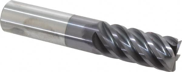 Accupro - 3/4", 1-5/8" LOC, 3/4" Shank Diam, 4" OAL, 6 Flute, Solid Carbide Square End Mill - Single End, AlTiN Finish, Spiral Flute, 45° Helix, Centercutting, Right Hand Cut, Right Hand Flute - Americas Industrial Supply