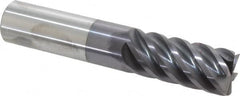Accupro - 3/4", 1-5/8" LOC, 3/4" Shank Diam, 4" OAL, 6 Flute, Solid Carbide Square End Mill - Single End, AlTiN Finish, Spiral Flute, 45° Helix, Centercutting, Right Hand Cut, Right Hand Flute - Americas Industrial Supply
