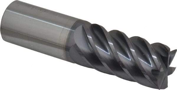 Accupro - 1", 2" LOC, 1" Shank Diam, 4" OAL, 6 Flute, Solid Carbide Square End Mill - Single End, AlTiN Finish, Spiral Flute, 45° Helix, Centercutting, Right Hand Cut, Right Hand Flute - Americas Industrial Supply