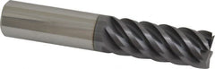 Accupro - 5/8", 1-5/8" LOC, 5/8" Shank Diam, 3-1/2" OAL, 6 Flute, Solid Carbide Square End Mill - Single End, AlTiN Finish, Spiral Flute, 45° Helix, Centercutting, Right Hand Cut, Right Hand Flute - Americas Industrial Supply