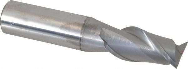 Accupro - 3/4", 1-1/2" LOC, 3/4" Shank Diam, 4" OAL, 2 Flute, Solid Carbide Square End Mill - Single End, nACRo Finish, Spiral Flute, 40° Helix, Centercutting, Right Hand Cut, Right Hand Flute - Americas Industrial Supply