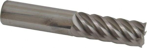 Accupro - 5/8", 1-5/8" LOC, 5/8" Shank Diam, 3-1/2" OAL, 6 Flute, Solid Carbide Square End Mill - Single End, Uncoated, Spiral Flute, 45° Helix, Centercutting, Right Hand Cut, Right Hand Flute - Americas Industrial Supply