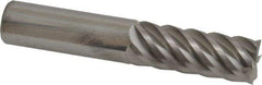 Accupro - 5/8", 1-5/8" LOC, 5/8" Shank Diam, 3-1/2" OAL, 6 Flute, Solid Carbide Square End Mill - Single End, Uncoated, Spiral Flute, 45° Helix, Centercutting, Right Hand Cut, Right Hand Flute - Americas Industrial Supply