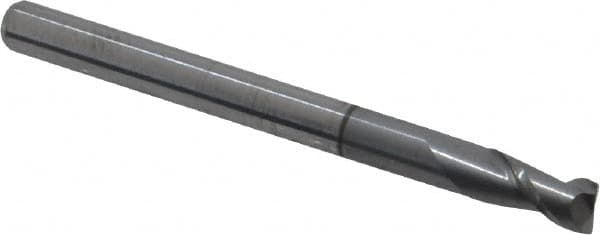 Accupro - 1/8", 1/4" LOC, 1/8" Shank Diam, 1-1/2" OAL, 2 Flute, Solid Carbide Square End Mill - Single End, nACRo Finish, Spiral Flute, 40° Helix, Centercutting, Right Hand Cut, Right Hand Flute - Americas Industrial Supply