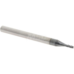 Corner Radius End Mill: 0.045″ Dia, 0.135″ LOC, 0.005″ Radius, 4 Flutes, Solid Carbide 1-1/2″ OAL, 3/16″ Shank Dia, 30 ° Helix, AlTiN Coated, Corner Radius End, Centercutting, Series Miniature