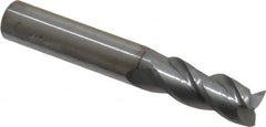 Accupro - 3/8", 7/8" LOC, 3/8" Shank Diam, 2-1/2" OAL, 3 Flute, Solid Carbide Square End Mill - Single End, nACRo Finish, Spiral Flute, 40° Helix, Centercutting, Right Hand Cut, Right Hand Flute - Americas Industrial Supply