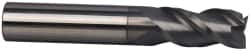 Accupro - 1/2", 3" LOC, 1/2" Shank Diam, 6" OAL, 3 Flute, Solid Carbide Square End Mill - Single End, nACRo Finish, Spiral Flute, 40° Helix, Centercutting, Right Hand Cut, Right Hand Flute - Americas Industrial Supply