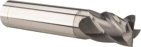 Accupro - 11/16", 1-1/2" LOC, 3/4" Shank Diam, 4" OAL, 4 Flute, Solid Carbide Square End Mill - Single End, nACRo Finish, Spiral Flute, 40° Helix, Centercutting, Right Hand Cut, Right Hand Flute - Americas Industrial Supply