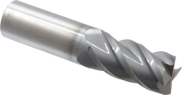 Accupro - 7/8", 1-3/4" LOC, 7/8" Shank Diam, 4" OAL, 4 Flute, Solid Carbide Square End Mill - Single End, nACRo Finish, Spiral Flute, 40° Helix, Centercutting, Right Hand Cut, Right Hand Flute - Americas Industrial Supply