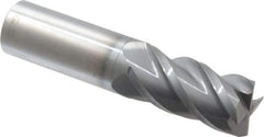 Accupro - 7/8", 1-3/4" LOC, 7/8" Shank Diam, 4" OAL, 4 Flute, Solid Carbide Square End Mill - Single End, nACRo Finish, Spiral Flute, 40° Helix, Centercutting, Right Hand Cut, Right Hand Flute - Americas Industrial Supply