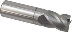 Accupro - 3/4", 1" LOC, 3/4" Shank Diam, 3" OAL, 4 Flute, Solid Carbide Square End Mill - Single End, nACRo Finish, Spiral Flute, 40° Helix, Centercutting, Right Hand Cut, Right Hand Flute - Americas Industrial Supply