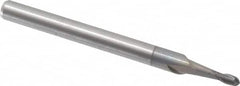 Accupro - 1/16" Diam, 3/16" LOC, 2 Flute Solid Carbide Ball End Mill - nACRo Finish, Single End, 1-1/2" OAL, 1/8" Shank Diam, Spiral Flute - Americas Industrial Supply