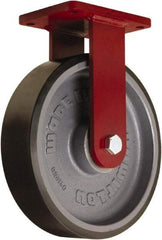 Hamilton - 12" Diam x 3" Wide x 14-1/2" OAH Top Plate Mount Rigid Caster - Polyurethane Mold onto Cast Iron Center, 4,550 Lb Capacity, Tapered Roller Bearing, 5-1/2 x 7-1/2" Plate - Americas Industrial Supply