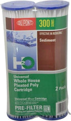 Dupont - 2" OD, 20µ, Pleated Poly Universal Pleated Poly 2 Pack Cartridge Filter - 10" Long, Reduces Sediments & Rust - Americas Industrial Supply