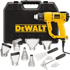 DeWALT - 150 to 1,100°F Heat Setting, 17.7 CFM Air Flow, Heat Gun Kit - 120 Volts, 13 Amps, 1,550 Watts, 7' Cord Length - Americas Industrial Supply