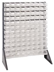 Quantum Storage - 96 Bin Rail System with Ultra Bins - 36 Inch Overall Width x 15 Inch Overall Depth x 53 Inch Overall Height, Clear Tri-Clear Polypropylene Bins - Americas Industrial Supply