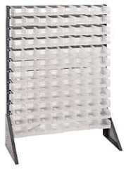Quantum Storage - 96 Bin Rail System with Ultra Bins - 36 Inch Overall Width x 15 Inch Overall Depth x 53 Inch Overall Height, Clear Tri-Clear Polypropylene Bins - Americas Industrial Supply
