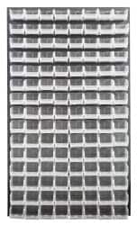 Quantum Storage - 120 Bin Louvered Panel with Ultra Bins - 36 Inch Overall Width x 8 Inch Overall Depth x 61 Inch Overall Height, Clear Tri-Clear Polypropylene Bins - Americas Industrial Supply