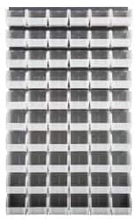 Quantum Storage - 60 Bin Louvered Panel with Ultra Bins - 36 Inch Overall Width x 11 Inch Overall Depth x 61 Inch Overall Height, Clear Tri-Clear Polypropylene Bins - Americas Industrial Supply