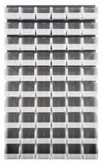 Quantum Storage - 60 Bin Louvered Panel with Ultra Bins - 36 Inch Overall Width x 11 Inch Overall Depth x 61 Inch Overall Height, Clear Tri-Clear Polypropylene Bins - Americas Industrial Supply