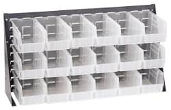 Quantum Storage - 18 Bin Louvered Panel with Ultra Bins - 36 Inch Overall Width x 11 Inch Overall Depth x 19 Inch Overall Height, Clear Tri-Clear Polypropylene Bins - Americas Industrial Supply