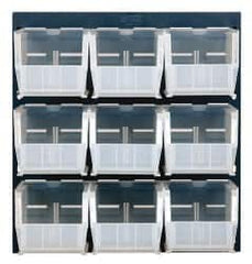 Quantum Storage - 9 Bin Louvered Panel with Ultra Bins - 18 Inch Overall Width x 11 Inch Overall Depth x 19 Inch Overall Height, Clear Tri-Clear Polypropylene Bins - Americas Industrial Supply