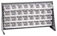 Quantum Storage - 32 Bin Louvered Panel with Ultra Bins - 36 Inch Overall Width x 8 Inch Overall Depth x 19 Inch Overall Height, Clear Tri-Clear Polypropylene Bins - Americas Industrial Supply