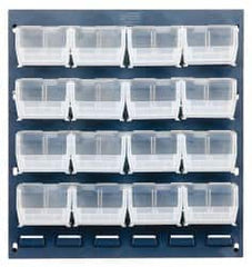 Quantum Storage - 16 Bin Louvered Panel with Ultra Bins - 18 Inch Overall Width x 8 Inch Overall Depth x 19 Inch Overall Height, Clear Tri-Clear Polypropylene Bins - Americas Industrial Supply