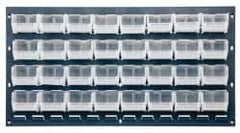 Quantum Storage - 32 Bin Bench Rack with Ultra Bins - 36 Inch Overall Width x 8 Inch Overall Depth x 19 Inch Overall Height, Clear Tri-Clear Polypropylene Bins - Americas Industrial Supply