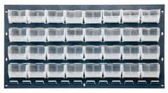 Quantum Storage - 32 Bin Bench Rack with Ultra Bins - 36 Inch Overall Width x 8 Inch Overall Depth x 19 Inch Overall Height, Clear Tri-Clear Polypropylene Bins - Americas Industrial Supply